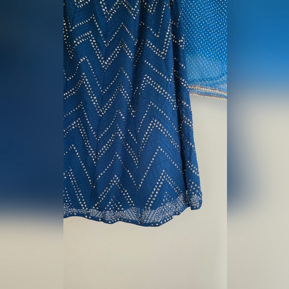 Blue Sequin Thread Embroidered Faux Georgette Lehenga Choli - Picture 5 of 15